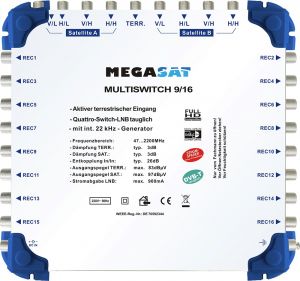 Multiswitch MEGASAT 9/16 + zasilacz