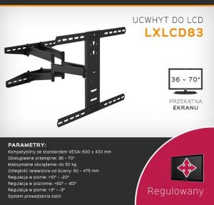 Uchwyt LCD83 LCD 36\-70\ regulowany z wysięgnikiem